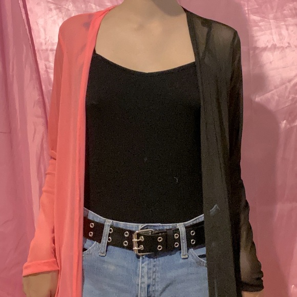 Y2K Pink/Black Split-Tones Mesh Cover-Up - Picture 3 of 3